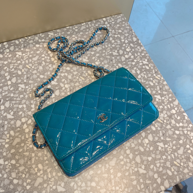 95新 chanel香奈儿 漆皮woc链条包