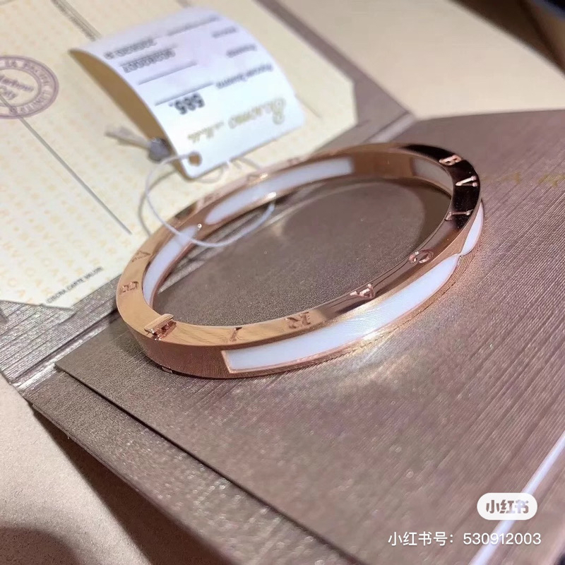 宝格丽白陶瓷玫瑰金手镯